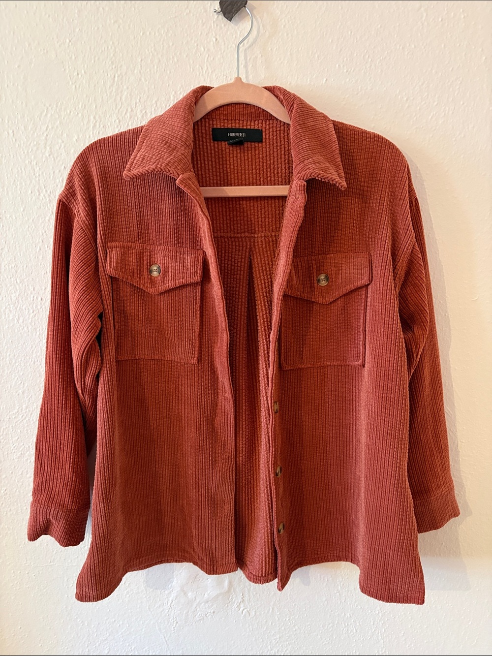 Forever 21 Rust Corduroy Button-Up Shacket